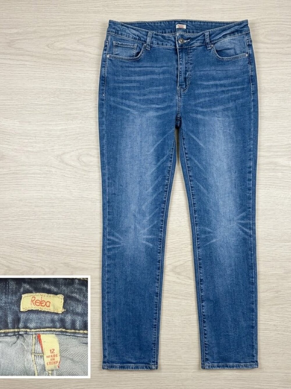 REBA McEntire Denim Jeans Size 12 Straight Leg Medium Wash Western Stretch